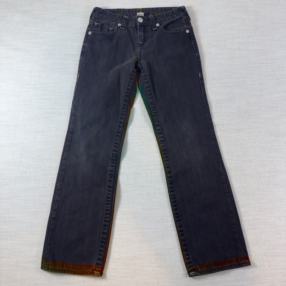 True Religion Girls Straight Leg Jeans Faded Black Size 12 Denim Pants